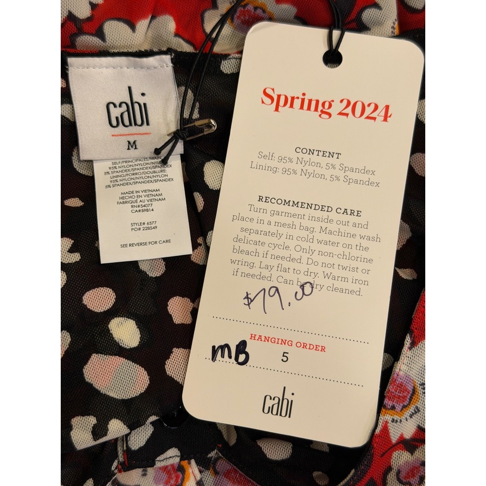 Cabi Red Black Dress Medium Reversible Animal Floral Mesh Sheath Capsule Bodycon - Picture 7 of 7